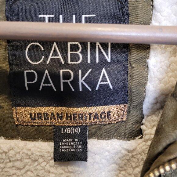 Girls Sherpa Lined Army/Utility Jacket w/ Fur on Hood - Size L (14) - Picture 4 of 4